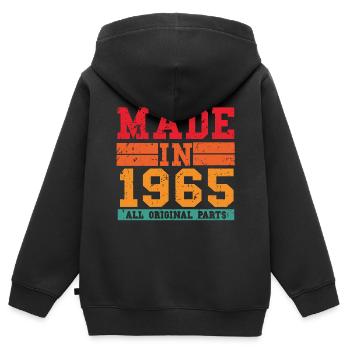 1965 Anniversaire vintage rengaine - Sweat Premium à capuche zippé enfant bio - noir - Dos - AI Model Kid Male (0cm)