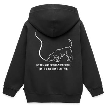 Training bis zum Nieser - Kinder Premium Organic Zip Hoodie - Schwarz - Hinten - AI Model Kid Male (0cm)