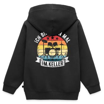 Ich Bin Dann Mal Im Keller Schlagzeug Schlagzeuger - Kinder Premium Organic Zip Hoodie - Schwarz - Hinten - AI Model Kid Male (0cm)
