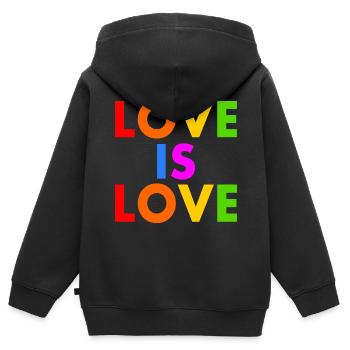 Love is love - Sweat Premium à capuche zippé enfant bio - noir - Dos - AI Model Kid Male (0cm)