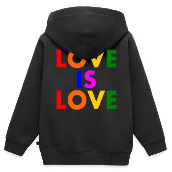 Love is love - Sweat Premium à capuche zippé enfant bio - noir - Dos - AI Model Kid Male (0cm)