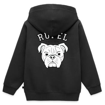 Cadeau de bulldog chien OEB EB ruffian bollerkopf - Sweat Premium à capuche zippé enfant bio - noir - Dos - AI Model Kid Male (0cm)