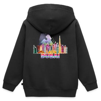 Dubai 3 J - Kinder Premium Organic Zip Hoodie - Schwarz - Hinten - AI Model Kid Male (0cm)
