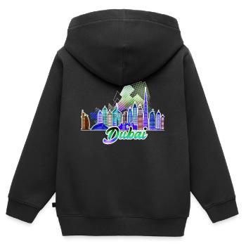 Dubai 5 J - Kinder Premium Organic Zip Hoodie - Schwarz - Hinten - AI Model Kid Male (0cm)
