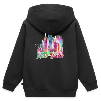New York J - Kinder Premium Organic Zip Hoodie - Schwarz - Hinten - AI Model Kid Male (0cm)