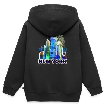 New York 3 J - Kinder Premium Organic Zip Hoodie - Schwarz - Hinten - AI Model Kid Male (0cm)