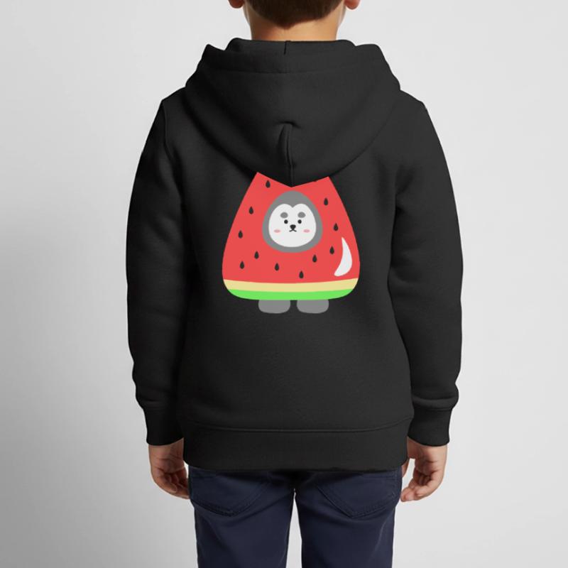 Husky se cache dans une pastèque Sweat Premium à capuche zippé enfant bio
