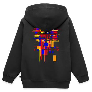 Chantier de construction Bauhaus - conception d'architecture - Sweat Premium à capuche zippé enfant bio - noir - Dos - AI Model Kid Male (0cm)