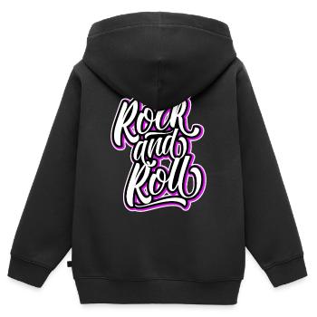 Rock n Roll - Sweat Premium à capuche zippé enfant bio - noir - Dos - AI Model Kid Male (0cm)