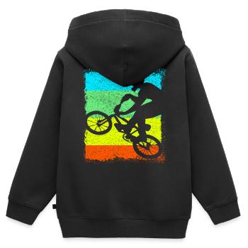 BMX / Bmx Bike Fahrrad - Kinder Premium Organic Zip Hoodie - Schwarz - Hinten - AI Model Kid Male (0cm)