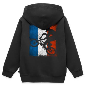 BMX France / bmx / Bmx / Vélo / Fahrrad - BMX - Sweat Premium à capuche zippé enfant bio - noir - Dos - AI Model Kid Male (0cm)