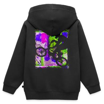 BMX bike - BMX riding - BMX bike - BMX rider - Kids Premium Organic Zip-up Hoodie - black - Back - AI Model Kid Male (0cm)