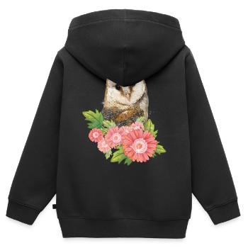 Common owl - Kids Premium Organic Zip-up Hoodie - black - Back - AI Model Kid Male (0cm)