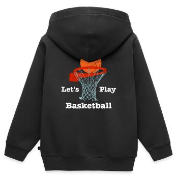Jouons au basketball, les enfants - Sweat Premium à capuche zippé enfant bio - noir - Dos - AI Model Kid Male (0cm)