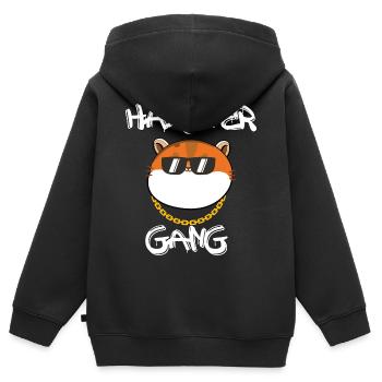 Hamster Gang - Kinder Premium Organic Zip Hoodie - Schwarz - Hinten - AI Model Kid Male (0cm)