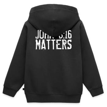 John 3:16 Angelegenheiten Vintage beunruhigt - Kinder Premium Organic Zip Hoodie - Schwarz - Hinten - AI Model Kid Male (0cm)