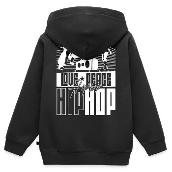 Liebe Frieden Hip Hop Musik Hiphop Tänzer Rap - Kinder Premium Organic Zip Hoodie - Schwarz - Hinten - AI Model Kid Male (0cm)