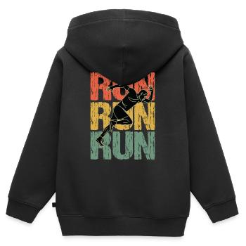 Run Run Run Vintage Running Guy - Kinder Premium Organic Zip Hoodie - Schwarz - Hinten - AI Model Kid Male (0cm)