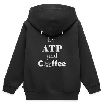 Fueled by ATP and Coffee - Kids Premium Organic Zip-up Hoodie - black - Back - AI Model Kid Male (0cm)