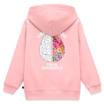 Les grands esprits pensent différemment cerveau créatif - Sweat Premium à capuche zippé enfant bio - rose - Dos - AI Model Kid Female (0cm)
