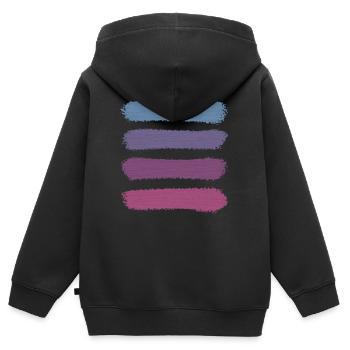 Rayures rétro vintage « Violet Sunset » - Sweat Premium à capuche zippé enfant bio - noir - Dos - AI Model Kid Male (0cm)