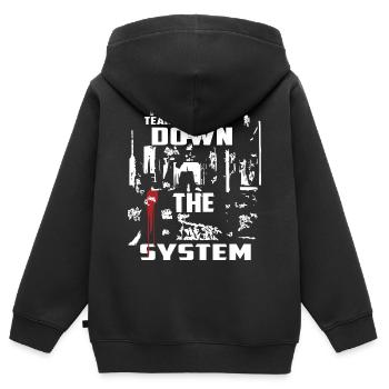 Destroy the system - Kids Premium Organic Zip-up Hoodie - black - Back - AI Model Kid Male (0cm)