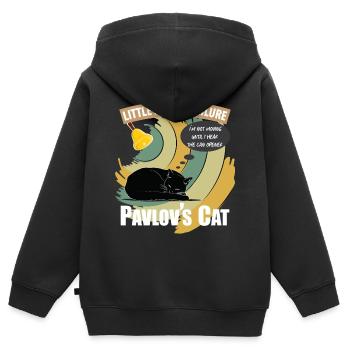 Le chat de Pavlov échec peu connu Psychologie drôle - Sweat Premium à capuche zippé enfant bio - noir - Dos - AI Model Kid Male (0cm)