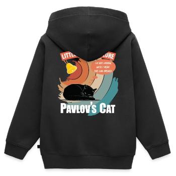 Le chat de Pavlov échec peu connu Psychologie drôle - Sweat Premium à capuche zippé enfant bio - noir - Dos - AI Model Kid Male (0cm)