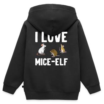 Souris Souris Cadeau Rat Rongeur Souris Souris Lousemaus - Sweat Premium à capuche zippé enfant bio - noir - Dos - AI Model Kid Male (0cm)