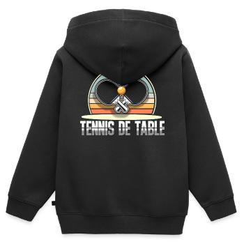 tennis de table - Sweat Premium à capuche zippé enfant bio - noir - Dos - AI Model Kid Male (0cm)