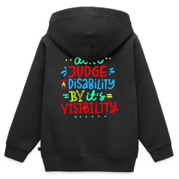 Verurteile meine Behinderung nicht * - Kinder Premium Organic Zip Hoodie - Schwarz - Hinten - AI Model Kid Male (0cm)