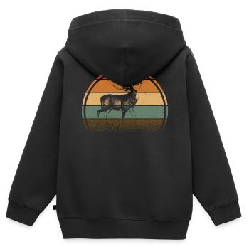 Reh - Kinder Premium Organic Zip Hoodie - Schwarz - Hinten - AI Model Kid Male (0cm)