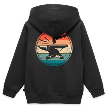 Retro Anvil Farrier Tool Blacksmith Anvil - Kids Premium Organic Zip-up Hoodie - black - Back - AI Model Kid Male (0cm)