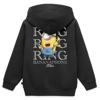 Minions Ring Ring Ring Bananaphone Sonne - Sweat Premium à capuche zippé enfant bio - noir - Dos - AI Model Kid Male (0cm)
