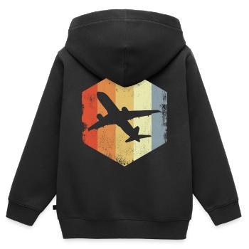 Avion à réaction vintage - Sweat Premium à capuche zippé enfant bio - noir - Dos - AI Model Kid Male (0cm)