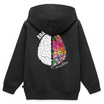 Analytic Creative Brain Left Brained Right Brained - Kids Premium Organic Zip-up Hoodie - black - Back - AI Model Kid Male (0cm)
