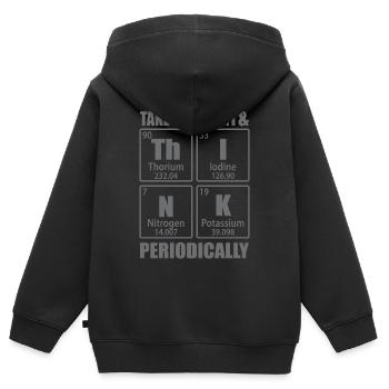 Nehmen Sie sich einen Moment Zeit und denken Sie regelmäßig nach Chemie - Kinder Premium Organic Zip Hoodie - Schwarz - Hinten - AI Model Kid Male (0cm)