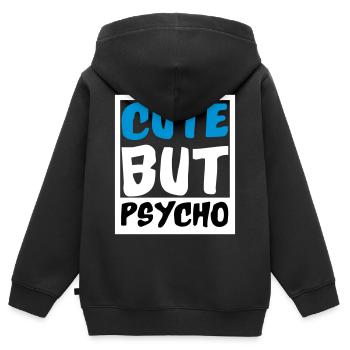 Mignon mais psycho | Couleurs changeantes - Sweat Premium à capuche zippé enfant bio - noir - Dos - AI Model Kid Male (0cm)