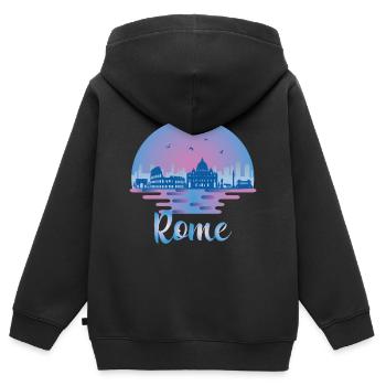 Skyline von Rom - Italien Reisen - Roma Italia - Kinder Premium Organic Zip Hoodie - Schwarz - Hinten - AI Model Kid Male (0cm)