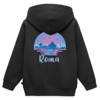 Roma Italia - Rom Skyline - Italien Reisen - Kinder Premium Organic Zip Hoodie - Schwarz - Hinten - AI Model Kid Male (0cm)