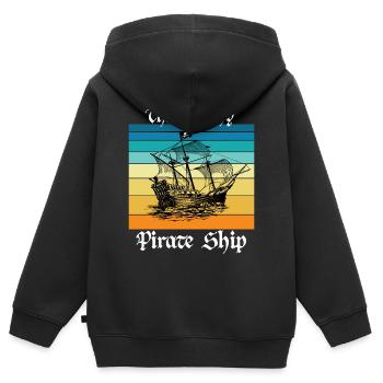Das ist mein Piratenschiff - Kinder Premium Organic Zip Hoodie - Schwarz - Hinten - AI Model Kid Male (0cm)