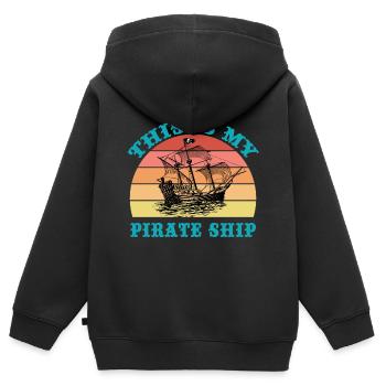 Das ist mein Piratenschiff - Kinder Premium Organic Zip Hoodie - Schwarz - Hinten - AI Model Kid Male (0cm)