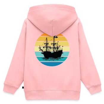 Piratenschiff - Kinder Premium Organic Zip Hoodie - Rosa - Hinten - AI Model Kid Female (0cm)