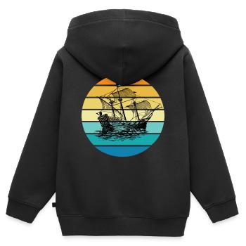 Piratenschiff - Kinder Premium Organic Zip Hoodie - Schwarz - Hinten - AI Model Kid Male (0cm)