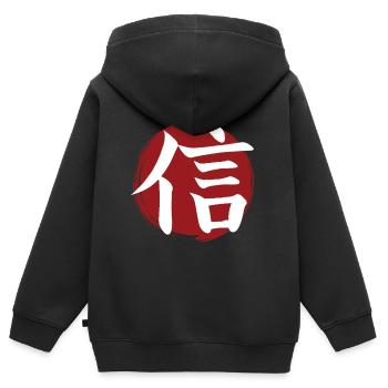 Glaubens-Kanji - Kinder Premium Organic Zip Hoodie - Schwarz - Hinten - AI Model Kid Male (0cm)