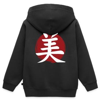 Beauty Kanji - Kids Premium Organic Zip-up Hoodie - black - Back - AI Model Kid Male (0cm)