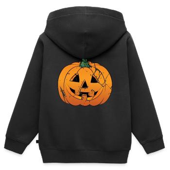 Kürbis-Kürbis-Laterne - Kinder Premium Organic Zip Hoodie - Schwarz - Hinten - AI Model Kid Male (0cm)