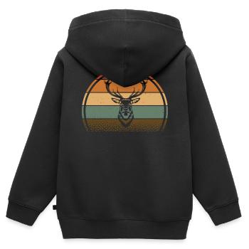 Hirsch - Kinder Premium Organic Zip Hoodie - Schwarz - Hinten - AI Model Kid Male (0cm)