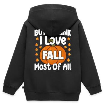 Automne - Sweat Premium à capuche zippé enfant bio - noir - Dos - AI Model Kid Male (0cm)