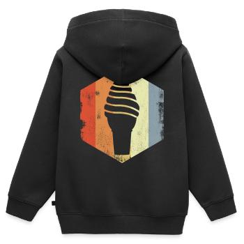 Vintage Softeis - Kinder Premium Organic Zip Hoodie - Schwarz - Hinten - AI Model Kid Male (0cm)